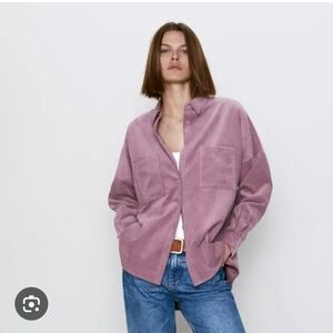 Zara Women's Mauve Oversized Corduroy Jacket